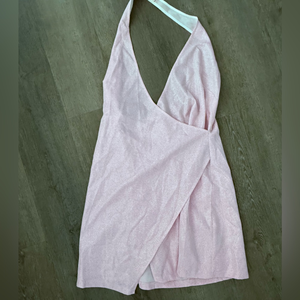 Princess Polly Baby Pink Shimmery Halter Dress